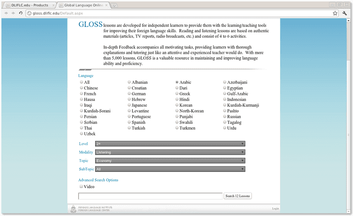 Defense Language Institute - G.L.O.S.S - Languages