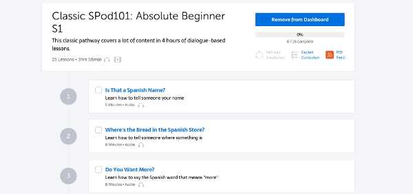 SpanishPod101 Learning Paths
